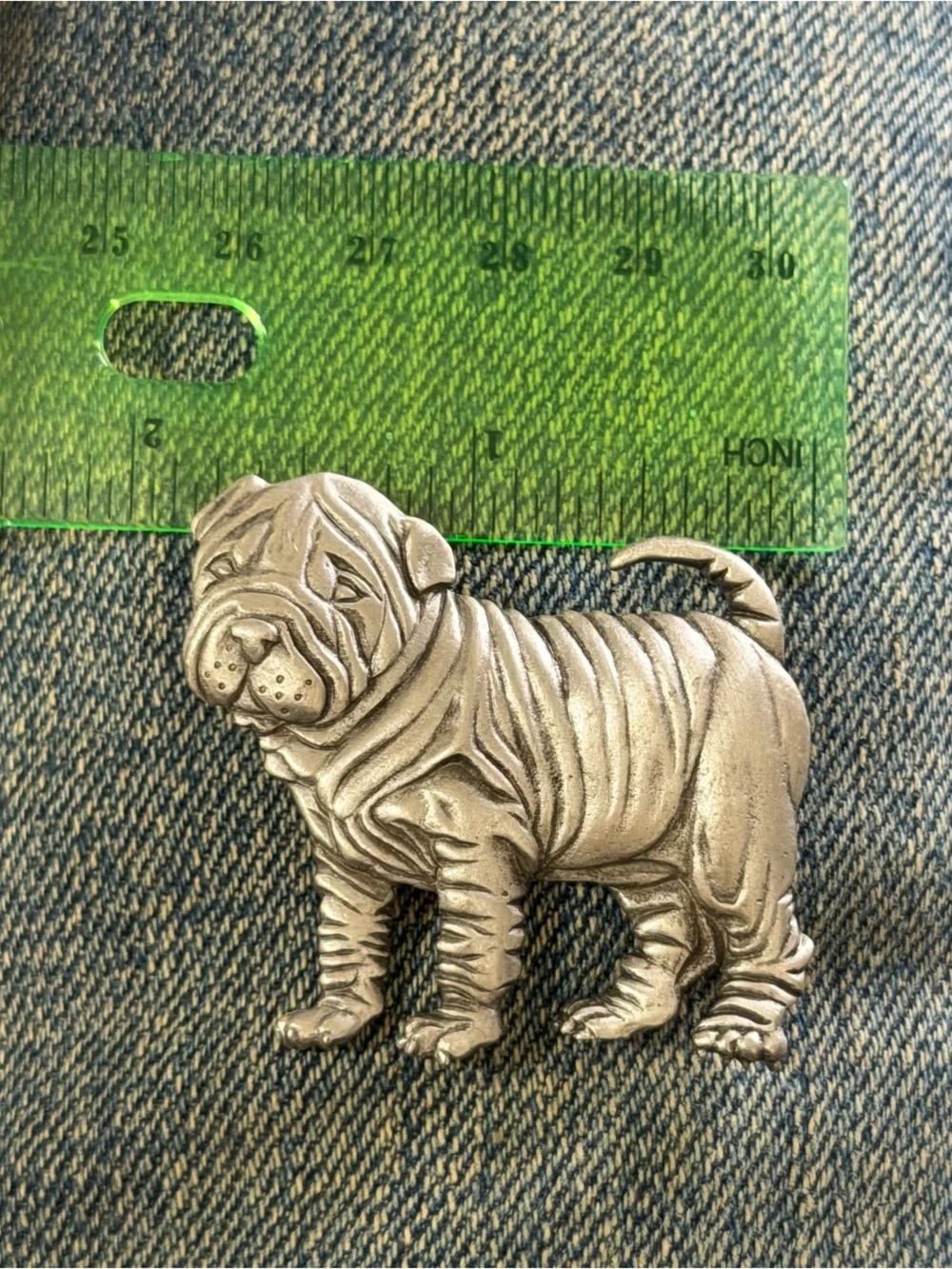 Vintage Silver Shar Pei Dog brooch pin